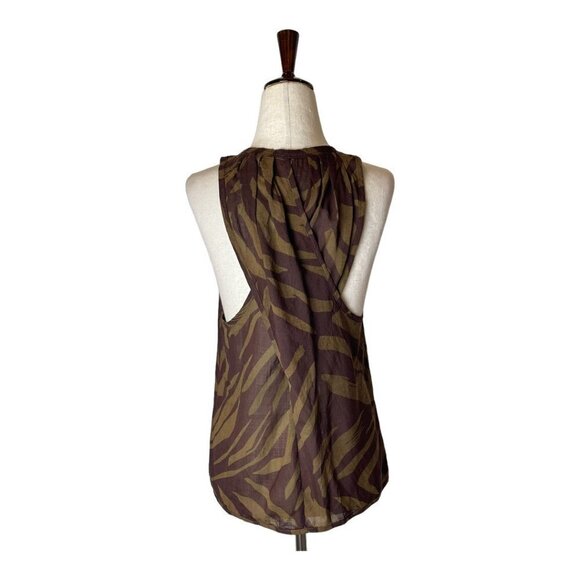 Marc By Marc Jacobs Brown Wool Blend‎ Animal Print Criss Cross Back Top XS - Picture 3 of 9